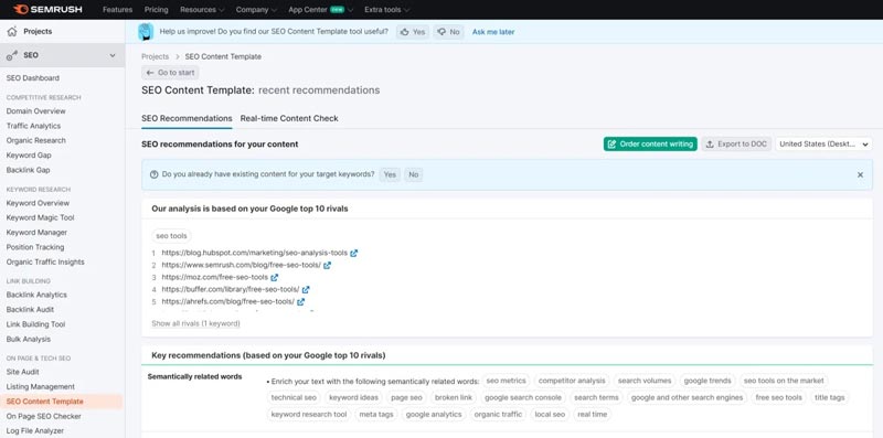 SEO Content Template ابزارهای سمراش